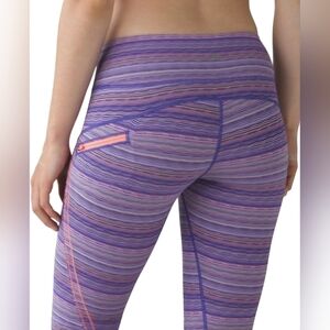 Lululemon Womens Purple Orange Run Top Speed Crop Leggings Size 8